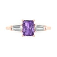 thumbnail image 1 of 1.5 ct Emerald Cut Simulated Alexandrite Three-Stone Engagement Ring for Women in 18K Rose Gold, 1 of 5