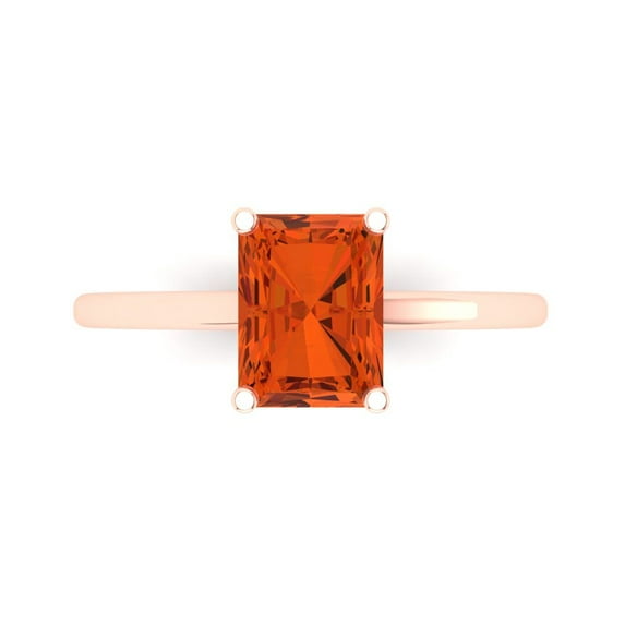 Clara Pucci 14K Rose Gold 2ct Red Solitaire Ring for Women