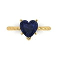 thumbnail image 1 of 2.0ct Heart Cut Blue Sapphire 18k Yellow Gold Engraving Statement Bridal Wedding Solitaire Designer Ring Size 8.5, 1 of 5