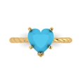 thumbnail image 1 of 2.0ct Heart Cut Blue Turquoise 18k Yellow Gold Engraving Statement Bridal Wedding Solitaire Designer Ring Size 10, 1 of 5