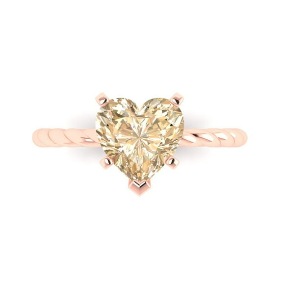 Clara Pucci 14K Rose Gold 2ct Morganite Solitaire Ring for Women