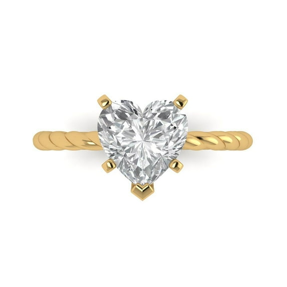 Clara Pucci 14K Yellow Gold 2ct Moissanite Solitaire Ring for Women