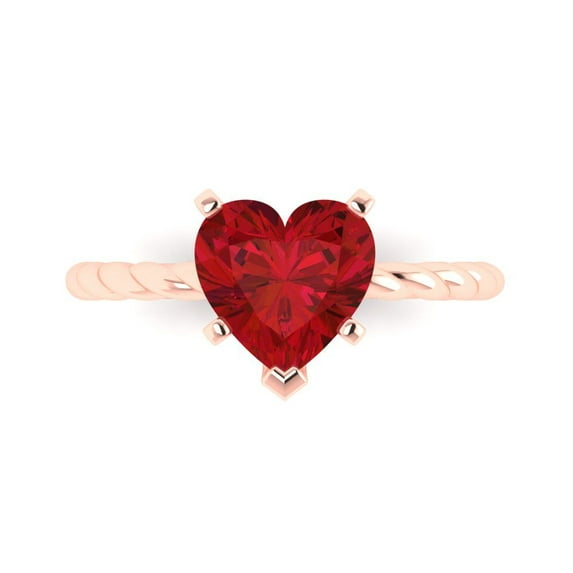 2.0ct Heart Cut Pink Tourmaline 18k Pink Rose Gold Engraving Statement Bridal Wedding Solitaire Designer Ring Size 8.5