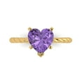 thumbnail image 1 of 2.0ct Heart Cut Purple Alexandrite 18k Yellow Gold Engraving Statement Bridal Wedding Solitaire Designer Ring Size 5, 1 of 5