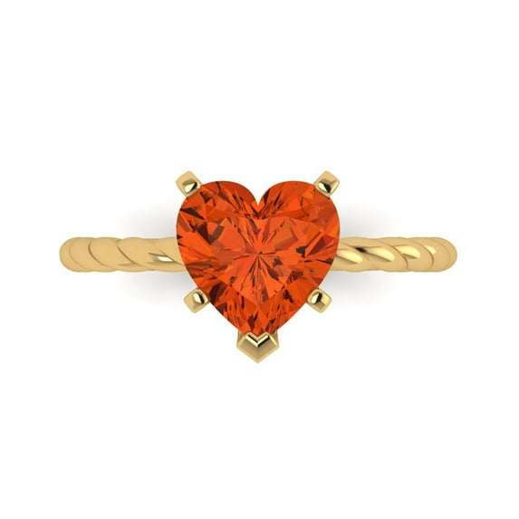 2.0ct Heart Cut Red Crystal 18k Yellow Gold Engraving Statement Bridal Wedding Solitaire Designer Ring Size 11