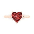 thumbnail image 1 of 2.0ct Heart Cut Red Natural Garnet 18k Pink Rose Gold Engraving Statement Bridal Wedding Solitaire Designer Ring Size 5.5, 1 of 5