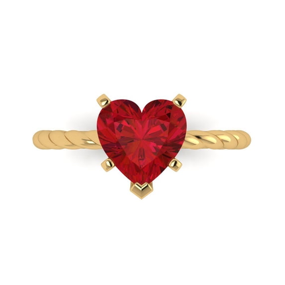 Clara Pucci 14K Yellow Gold 2ct Ruby Solitaire Ring for Women