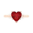 thumbnail image 1 of 2.0ct Heart Cut Red Ruby 18k Pink Rose Gold Engraving Statement Bridal Wedding Solitaire Designer Ring Size 10, 1 of 5
