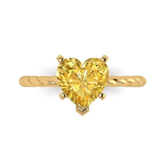 Clara Pucci 14K Yellow Gold 2ct Yellow Solitaire Ring for Women