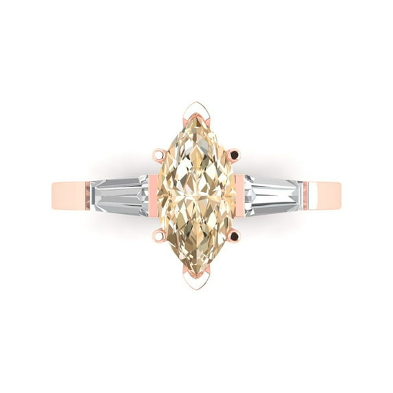 2 ct Marquise Cut Natural Morganite Three-Stone Engagement Ring for Women in 18K Rose Gold