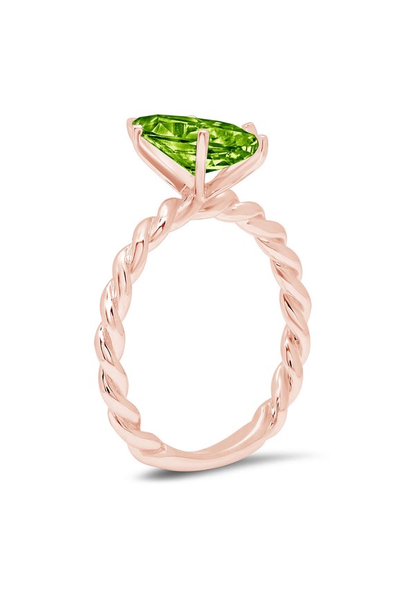 2 ct Marquise Cut Natural Peridot Solitaire Engagement Ring for Women in 18K Rose Gold