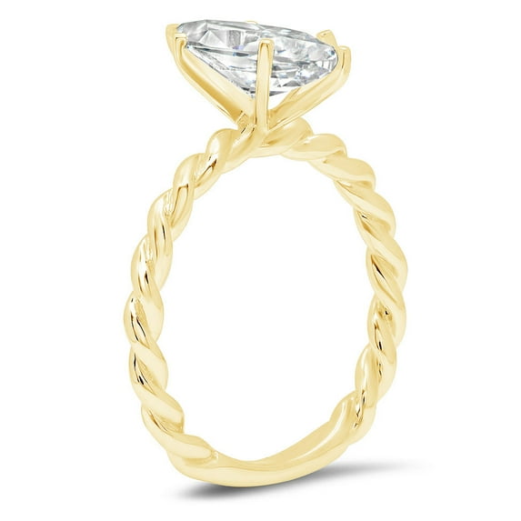 2 ct Marquise Cut White Sapphire Solitaire Engagement Ring for Women in 18K Yellow Gold