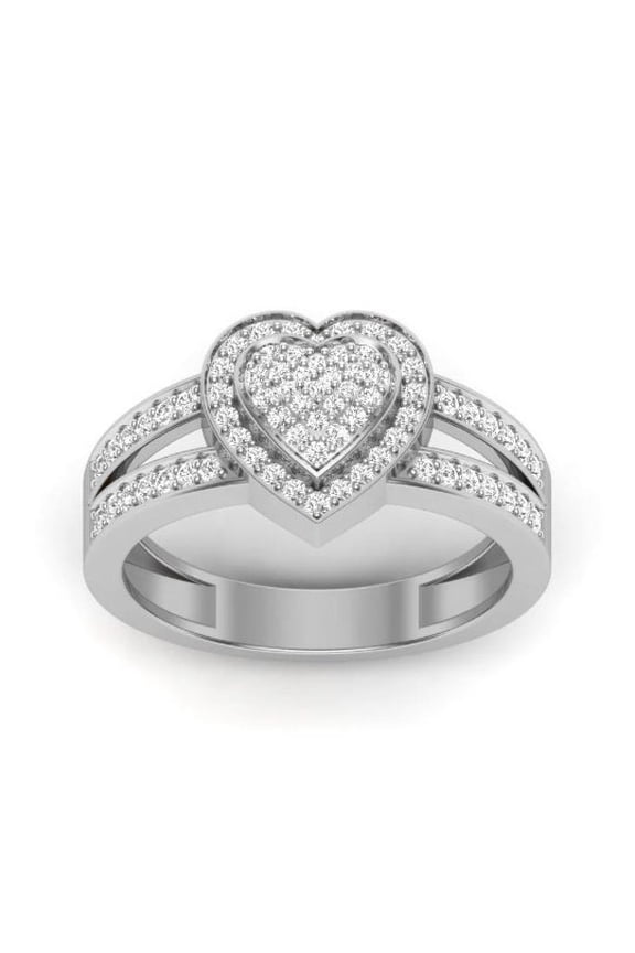 2.0ct Moissanite Heart Ring, Diamond Halo Ring, 14KT Gold Plated, Double Heart Ring, Perfect gift for Women