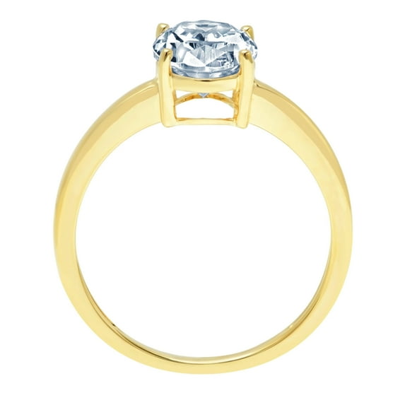 2 ct Oval Cut Natural Swiss Blue Topaz Solitaire Engagement Ring for Women in 14K Yellow Gold