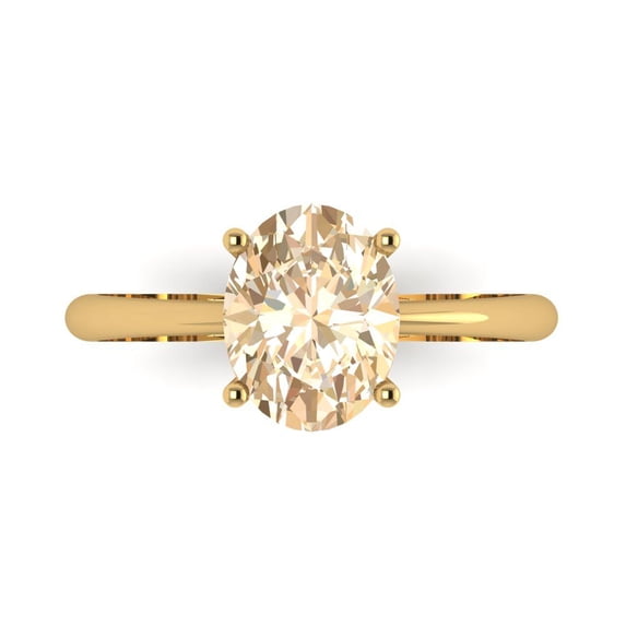 2 ct Oval Cut Natural Morganite Solitaire Engagement Ring for Women in 18K Yellow Gold