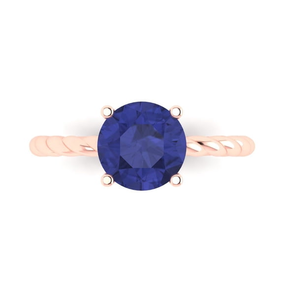 Clara Pucci 14K Rose Gold 2ct Tanzanite Solitaire Ring for Women