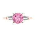 thumbnail image 1 of Clara Pucci 14K Rose Gold 2ct Pink Three-Stone Ring for Women, 1 of 8