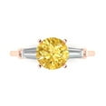 thumbnail image 1 of Clara Pucci 14K Rose Gold 2ct Yellow Three-Stone Ring for Women, 1 of 8