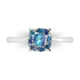 thumbnail image 1 of 2 ctw Solitaire Anniversary Ring for Women | Cushion Cut Blue Moissanite | Hyperallergenic Solid 14K White Gold, 1 of 5
