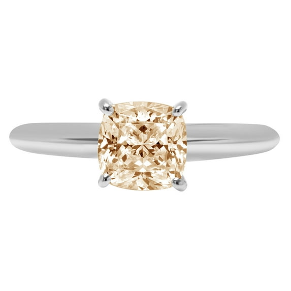 2 ct Cushion Cut Natural Morganite Solitaire 18K White Gold Womens Engagement Ring