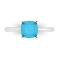 thumbnail image 1 of 2 ctw Solitaire Anniversary Ring for Women | Cushion Cut Simulated Turquoise | Hyperallergenic Solid 14K White Gold, 1 of 5