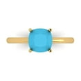 thumbnail image 1 of 2 ctw Solitaire Anniversary Ring for Women | Cushion Cut Simulated Turquoise | Hyperallergenic Solid 14K Yellow Gold, 1 of 5