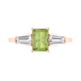 thumbnail image 1 of 1.5 ct Emerald Cut Natural Peridot 3 Stone 18K Rose Gold Womens Engagement Ring, 1 of 5