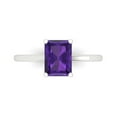 thumbnail image 1 of Clara Pucci 14K White Gold Solid Gold Amethyst Solitaire Anniversary Ring for Women - 2 cttw Emerald Cut, 1 of 8