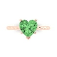 thumbnail image 1 of Clara Pucci 14K Rose Gold Solid Gold Green Solitaire Anniversary Ring for Women - 2 cttw Heart Cut, 1 of 8