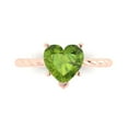 thumbnail image 1 of Clara Pucci 14K Rose Gold Solid Gold Peridot Solitaire Anniversary Ring for Women - 2 cttw Heart Cut, 1 of 8