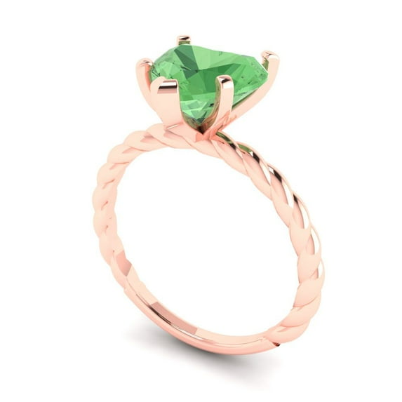 2.0ct heart cut green Zircon 18k rose gold Bridal Wedding Engagement Promise Anniversary Ring for Women size 6.5