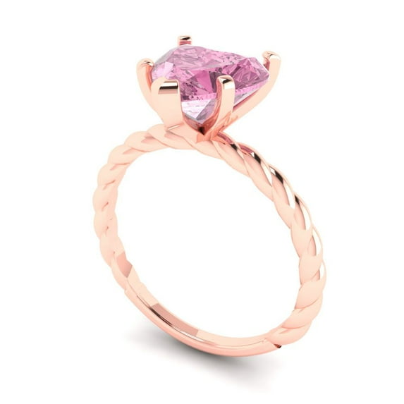 2.0ct heart cut pink Zircon 14k rose gold Bridal Wedding Engagement Promise Anniversary Ring for Women size 5.75