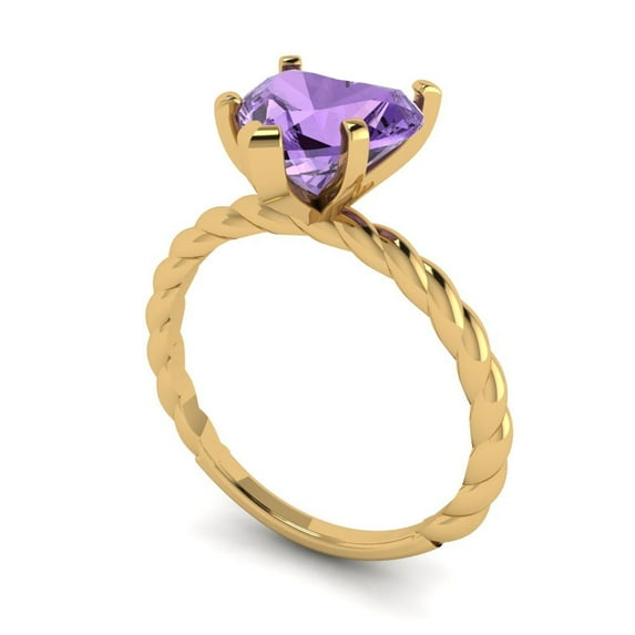 2.0ct heart cut alexandrite 14k yellow gold Bridal Wedding Engagement Promise Anniversary Ring for Women size 6.75