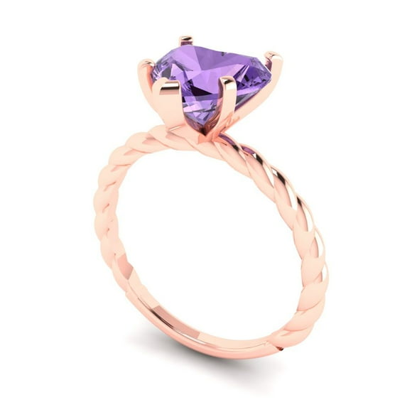 2.0ct heart cut alexandrite 18k rose gold Bridal Wedding Engagement Promise Anniversary Ring for Women size 7.75