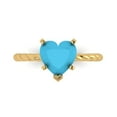 thumbnail image 1 of Clara Pucci 14K Yellow Gold Solid Gold Turquoise Solitaire Anniversary Ring for Women - 2 cttw Heart Cut, 1 of 8