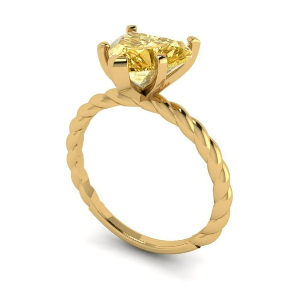 2.0ct heart cut yellow Zircon 18k yellow gold Bridal Wedding Engagement Promise Anniversary Ring for Women size 7.25