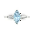 thumbnail image 1 of 2 ct Marquise Cut Natural Swiss Blue Topaz 3 Stone 14K White Gold Womens Engagement Ring, 1 of 5