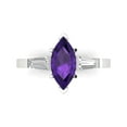 thumbnail image 1 of Clara Pucci 14K White Gold Solid Gold Amethyst Three-Stone Anniversary Ring for Women - 2 cttw Marquise Cut, 1 of 7