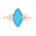thumbnail image 1 of 2 ctw Solitaire Anniversary Ring for Women | Marquise Cut Simulated Turquoise | Hyperallergenic Solid 14K Rose Gold, 1 of 5