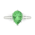 thumbnail image 1 of Clara Pucci 14K White Gold Solid Gold Green Solitaire Anniversary Ring for Women - 2 cttw Pear Cut, 1 of 7
