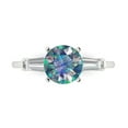 thumbnail image 1 of 2 ct Round Cut Blue Moissanite 3 Stone 18K White Gold Womens Engagement Ring, 1 of 6