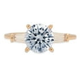 thumbnail image 1 of 2 ct Round Cut Natural Aquamarine 3 Stone 18K Yellow Gold Womens Engagement Ring, 1 of 4