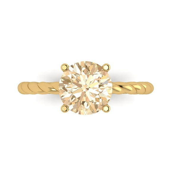 2 ct Round Cut Natural Morganite Solitaire 18K Yellow Gold Womens Engagement Ring
