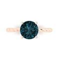 thumbnail image 1 of 2 ct Round Cut Natural London Blue Topaz Solitaire 18K Rose Gold Womens Engagement Ring, 1 of 5