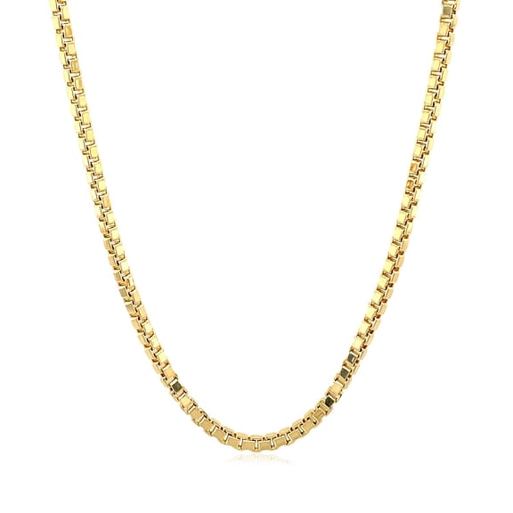 2.0mm 14k Yellow Gold Semi Solid Box Chain 20 in