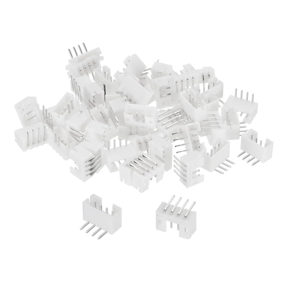 2.0mm Connector 4 Pin Male Adapter Right Angle Pin Header White Socket for Wire to Board Connection, 50 Pack