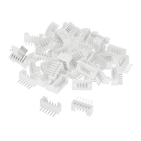 2.0mm Connector 6 Pin Male Adapter Right Angle Pin Header White Socket for Wire to Board Connection, 50 Pack