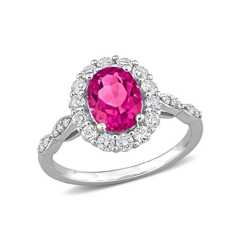 2 1 10 Carat T.G.W. Pink and White Topaz and Diamond Accent 10kt