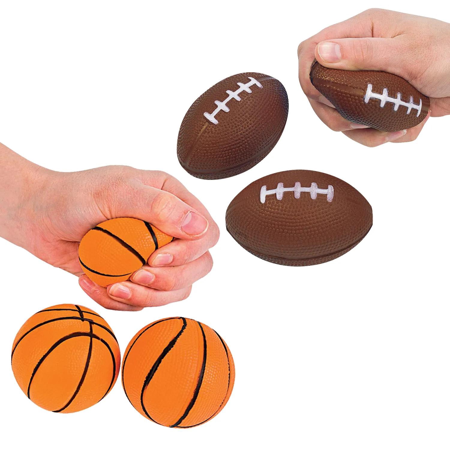 2 1/2" – 3 1/2" Realistic Basketball & Football Foam Stress Ball Assortment – 24 Pc.