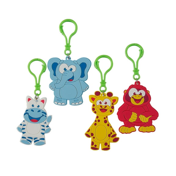 2 1/2" - 3" Big Eye Wacky Zoo Animal Backpack Clips - 12 Pieces